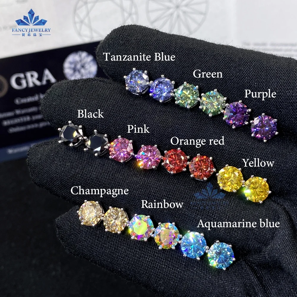 5mm 6.5mm 8mm moissanite earring stud iced out vvs1 d color diamond sliver fine jewelry earrings custom 10k 14k 18k gold