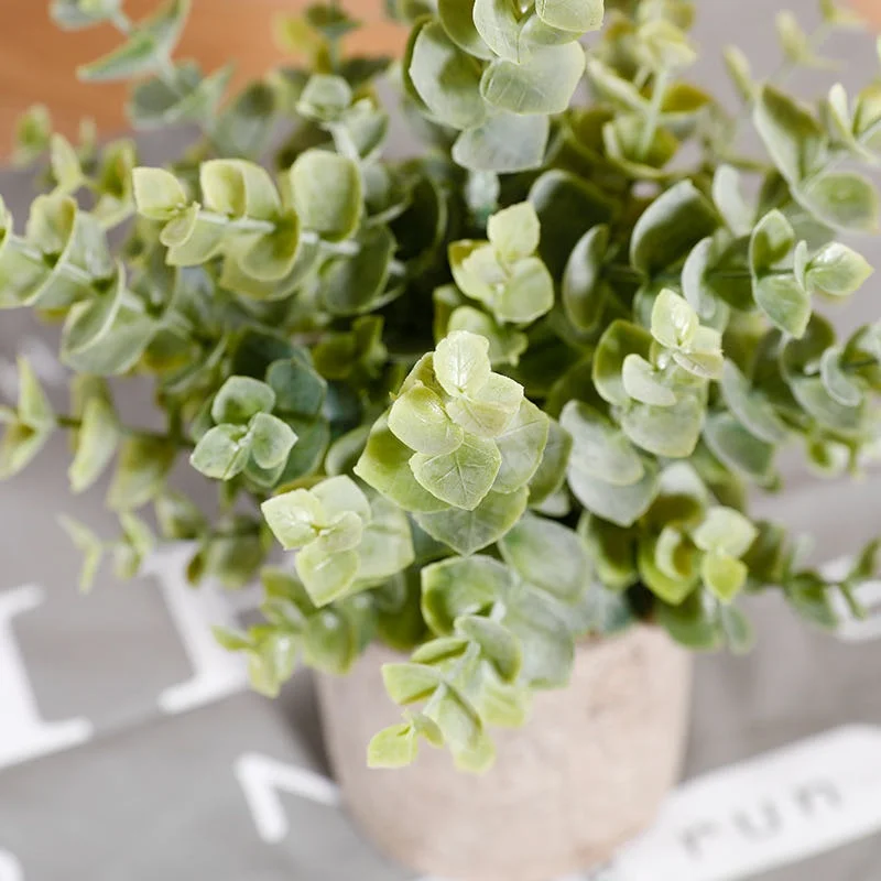A-3198 Potted Artificial Eucalyptus Boxwood and Rosemary Plants