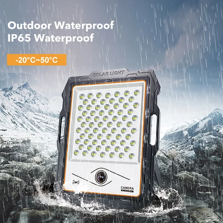 HOMBO Waterproof Ip67 Outdoor Wall Mounted Solar Reflector LED Solar Garden Flood Light With CCTV Camera