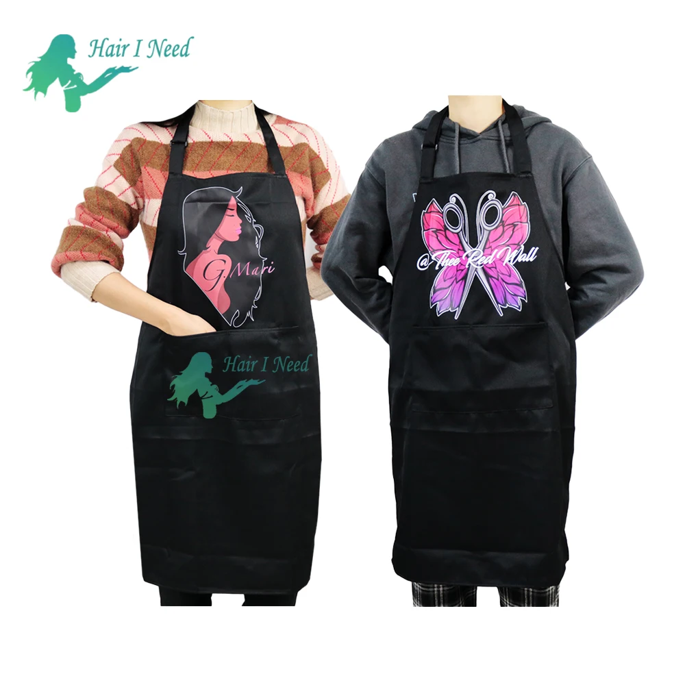 Custom design printed hair cutting waterproof salon apron with two front Pockets