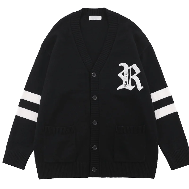 High Quality Custom Embroidery Logo Mens Sweater Cardigan Wool Blends Knitted V Neck Sweater Cardigan Men