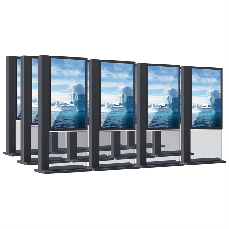 43 55 Inch Big Sun Enclosure Floor Stand Kiosk Advertising Panel Waterproof Screen Lcd Totem High Bright Monitor Outdoor Tv