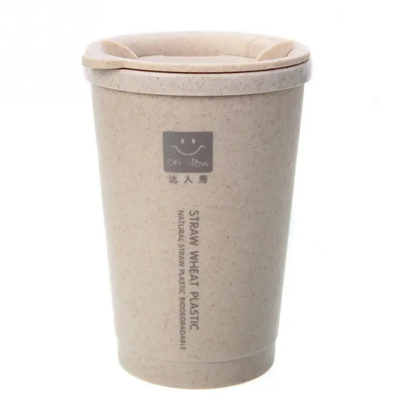 Recycled Bamboo Fiber Travel Mug Promotional Custom Logo Print Coffee Cup with Cover