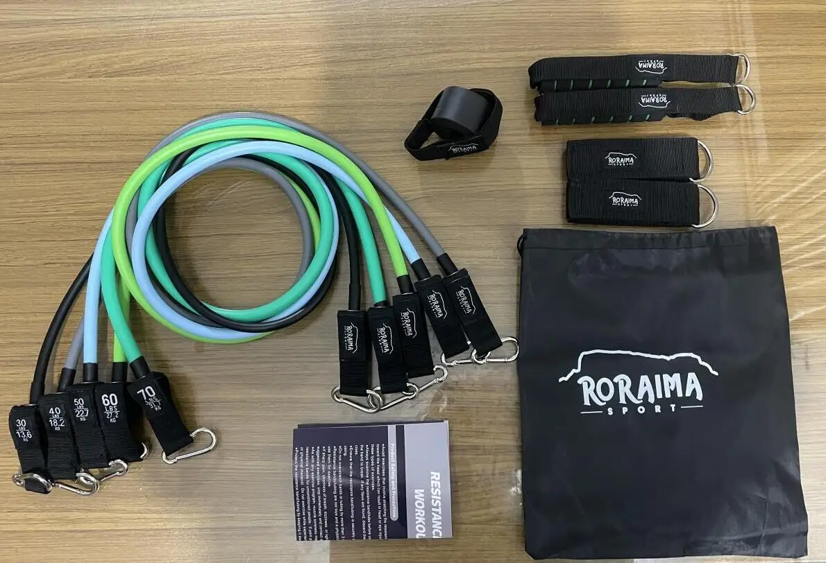 11 Pieces Gym Fitness Equipment Pull Rope Door Mounted Resistance Tube Band 150 lbs