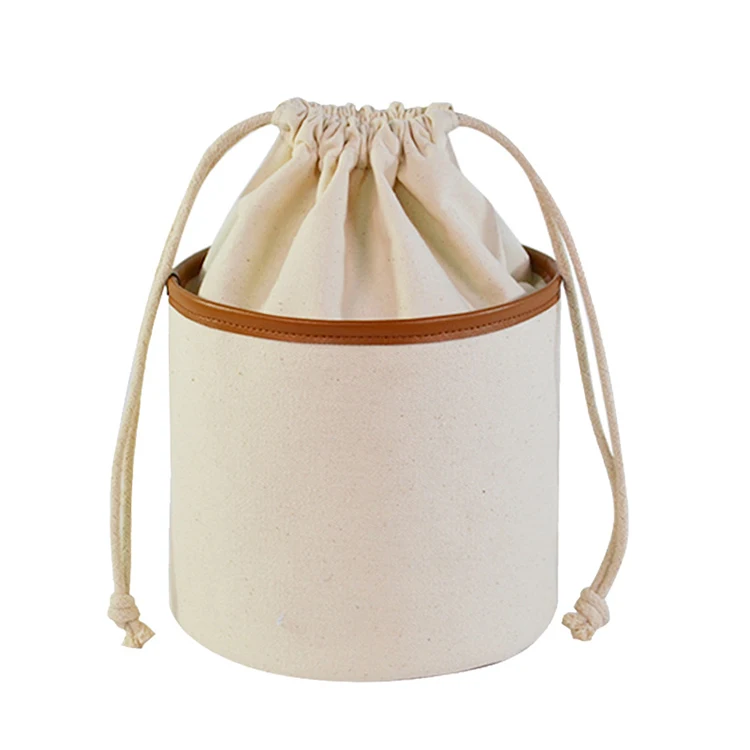 Chiterion Single Shoulder Drawstring Canvas Stringdraw Cosmetic Tote Bag Make Up Bucket With Canvas Strap