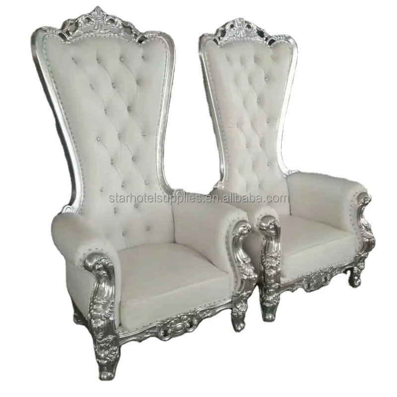 Superb Quality Lion King Throne Chairs Hotel Furniture Solid Wood Gold White French Antique Queen Wedding Chairs