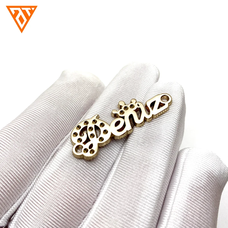 Logo Tag Label Custom High Quality Metal for Clothes Name Logo Metal Designer Plate Clothing Label Garment Labels Straight Cut