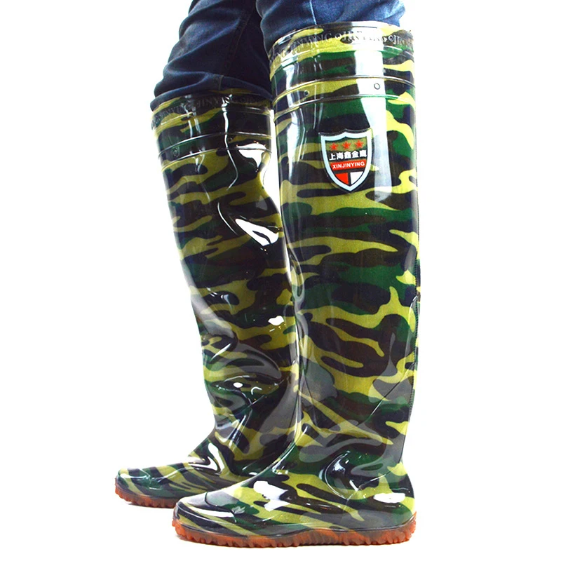 2022 Wholesale cheap green PVC camo Wellington boots planting farm boots anti-slip wear-resistant wading wader