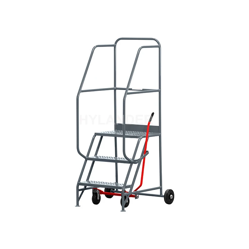 Warehouse supermarket portable step moveable stair rolling mobile ladder safety platform ladder 3 step