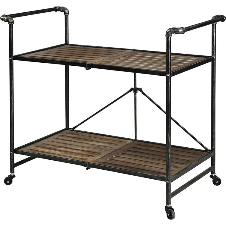 Бесплатная доставка, винтажная промышленная тележка для сервировки вина на металлических и деревянных колесах