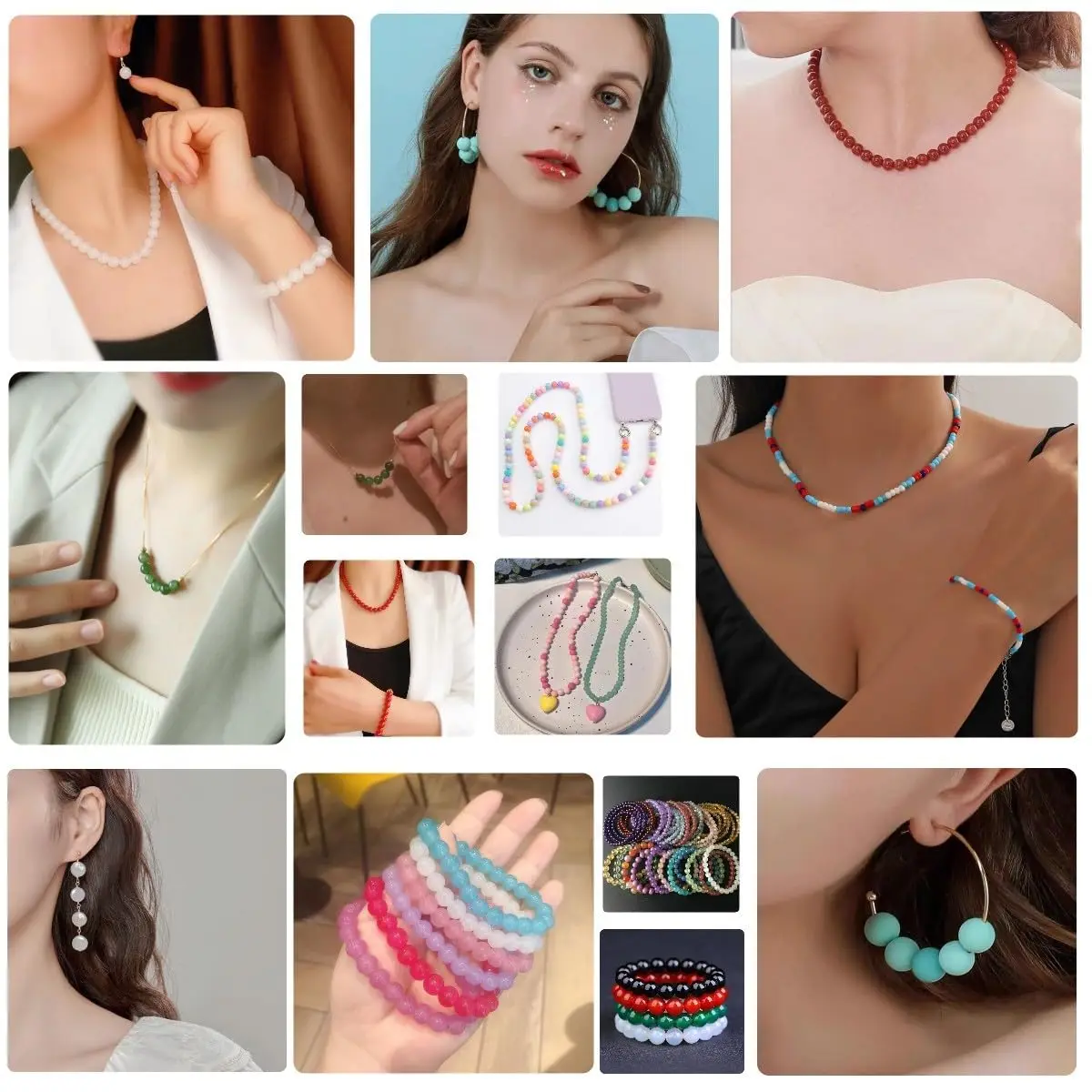 Hot Selling 1300PCS+ 48 Colors 8mm Glass Beads for Jewelry Making Crystal Beads for Bracelets Making DIY Crafts for Beginners