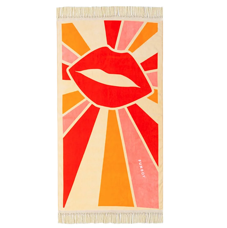 Premium 100% cotton soft beach Towel with tassel Pool suede Custom Luxury beach towel