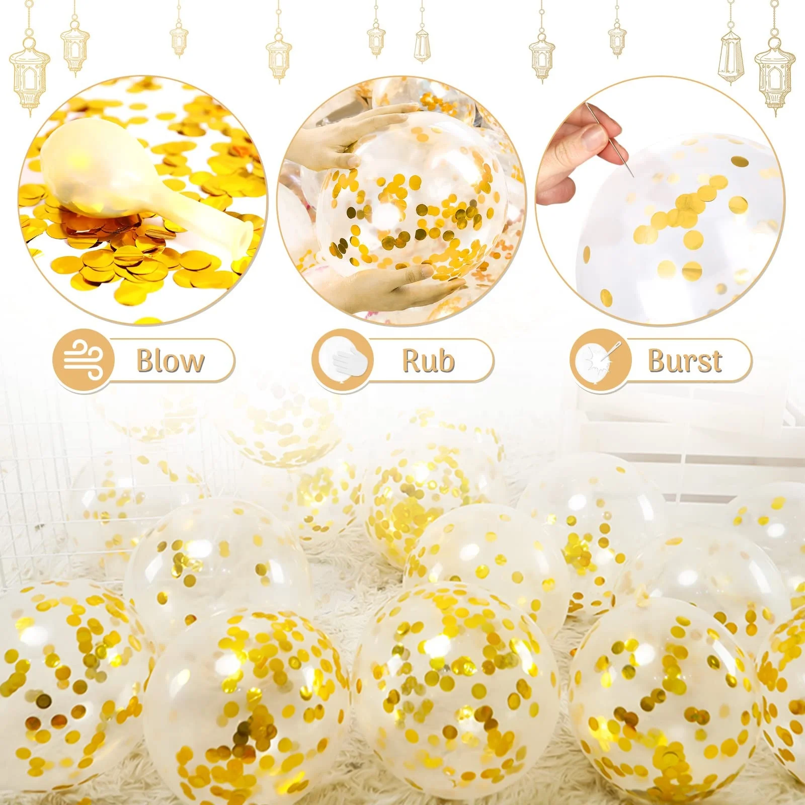 Indoor Muslim Eid Mubarak Balloon Kits Moon Star Eid Balloon Decoration For Islam Eid Party Supplies