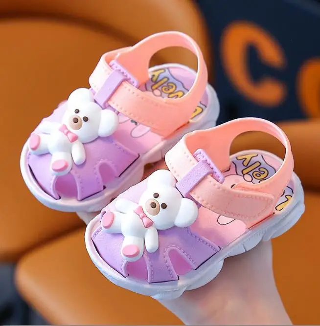 Summer baby toddler sandals baby shoes 0-3 years old soft bottom baby sandals cartoon bear cute toddler sandals