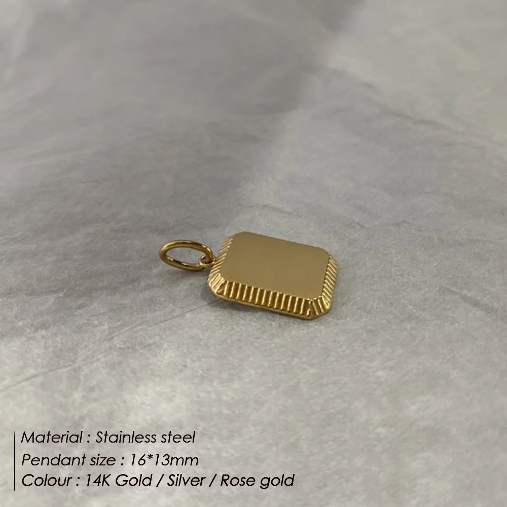 Customs Engraved Logo Stainless Steel Personalized Rectangular Pendant Charm For DIY Necklace Making