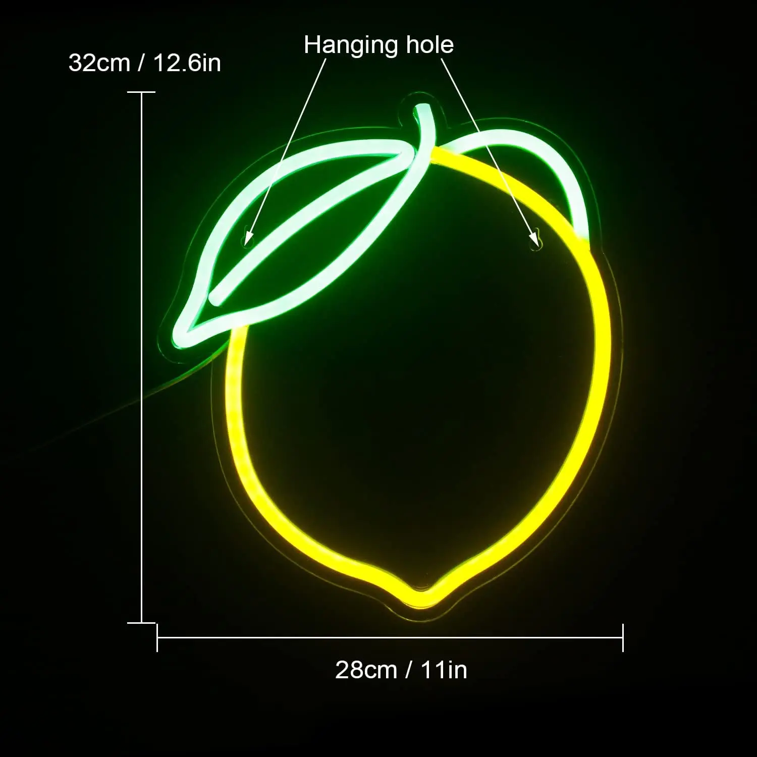 Weicao Lemon Led Neon Sign 5V Dimmable USB Fruit Neon Light Signs for Fruit Shop Kids Room Bedroom Apartment Home Room Decor