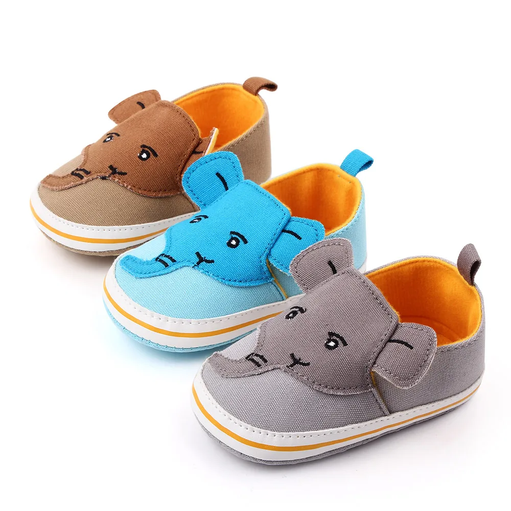 Cute cartoon elephant canvas new born baby shoes unisex