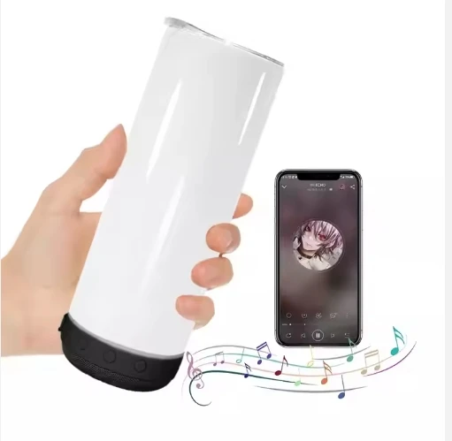 Double lid multi-purpose stainless steel thermos cup music cup car 4-in-1 Bluetooth cup 20oz sublimation cold storage tank