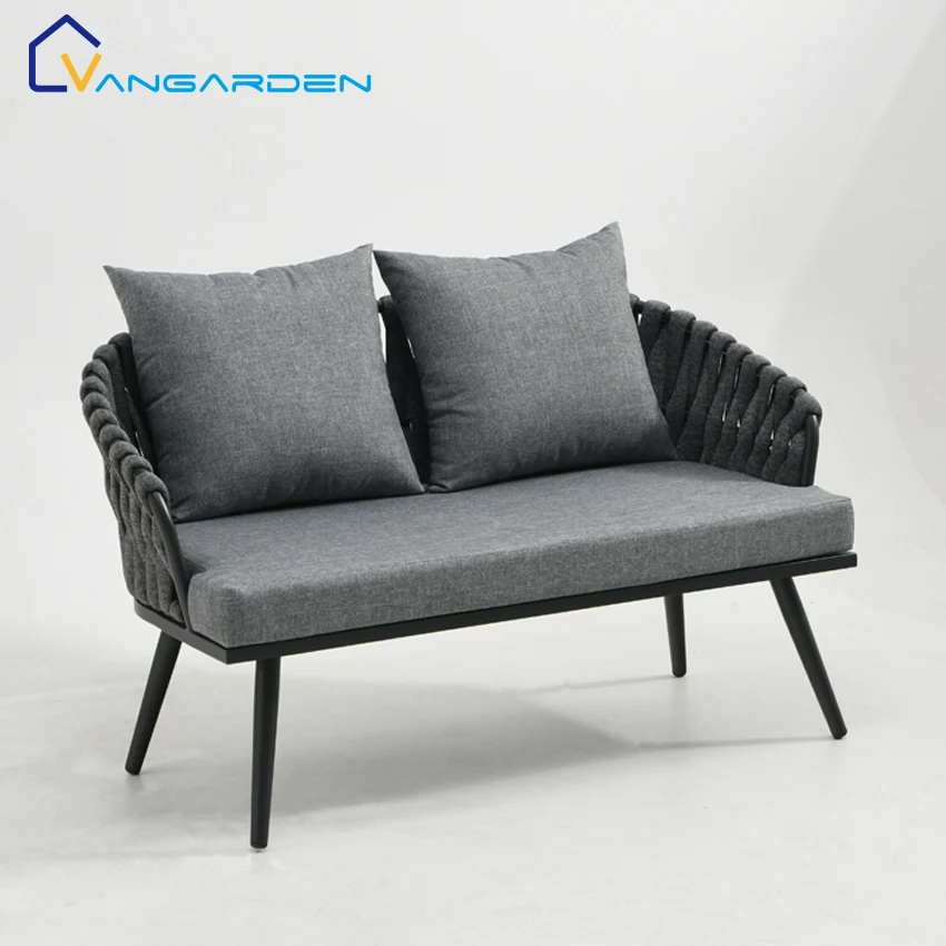 4pcs outdoor waterproof fabric garden furniture rope sofa chair set modern patio aluminum sofa set