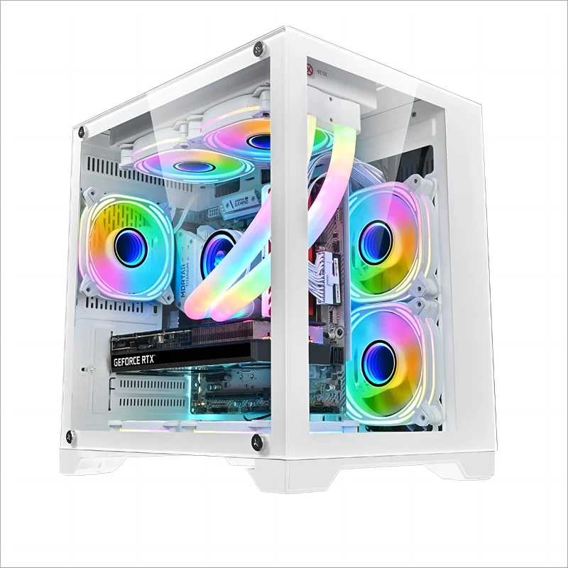 Low MOQ Cpu Cabinet Computer Cases & Towers Pc gaming Case LED ATX/ITX For Desktop With RGB Fan And Water Cooling