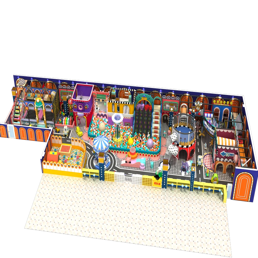 Customized Kids Indoor Amusement Park Candy Theme Soft Play Equipment Indoor Playground for Shopping Mall