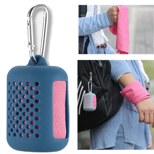 
Portable Microfiber Quick Dry Feeling Cool Ice Gym Towel Travel Sports Towel With Silicone Case For Outdoor Running Yoga Sports 