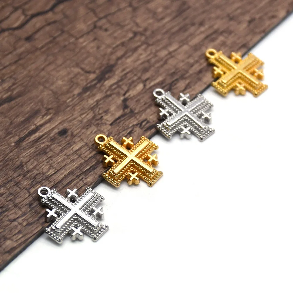 2408 baiyou (10 per pack)Jerusalem Cross Pendant Bracelet DIY accessory accessories