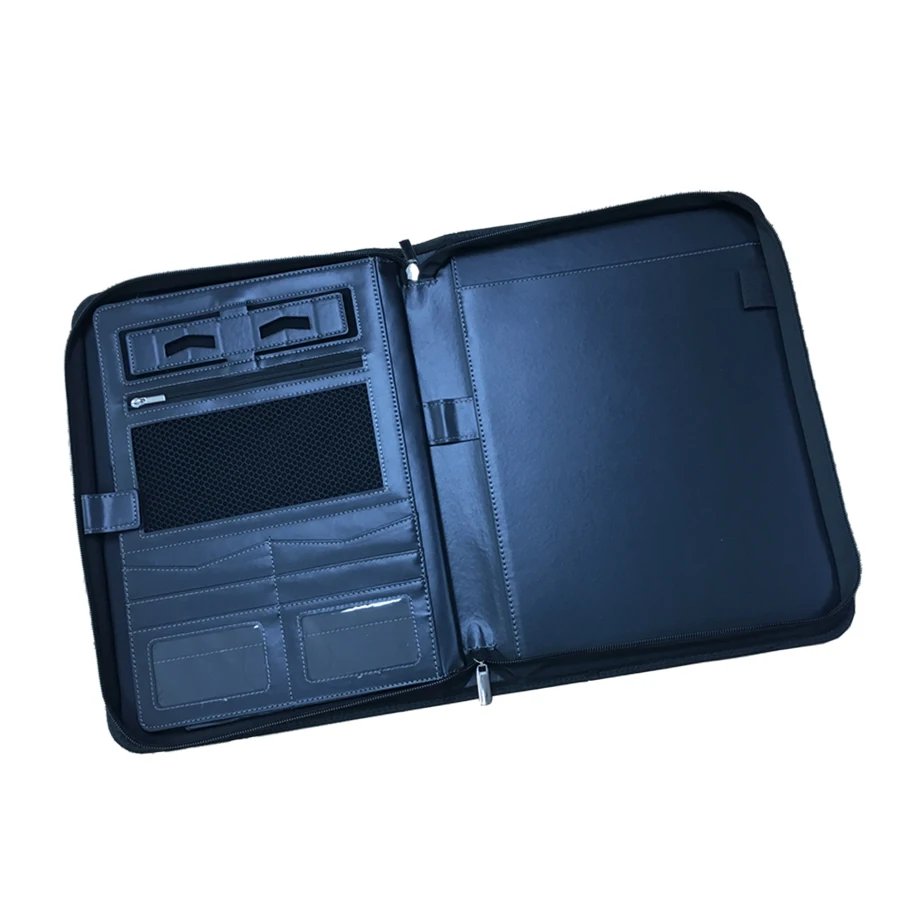 Executive PU Leather Zipper Portfolio meetings conference folder