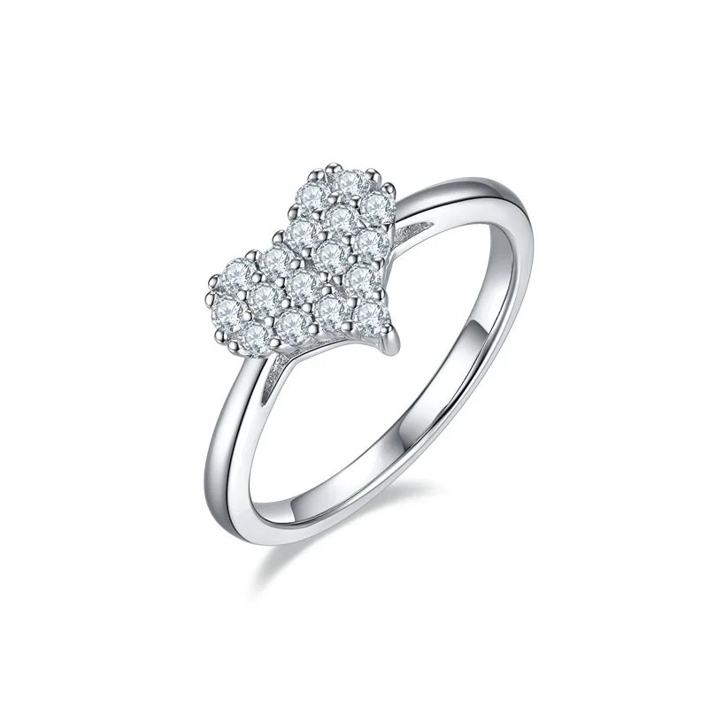 Engagement womens vvs moissanite heart ring pass diamond tester gra certified 925 sterling silver moissanite diamond heart ring