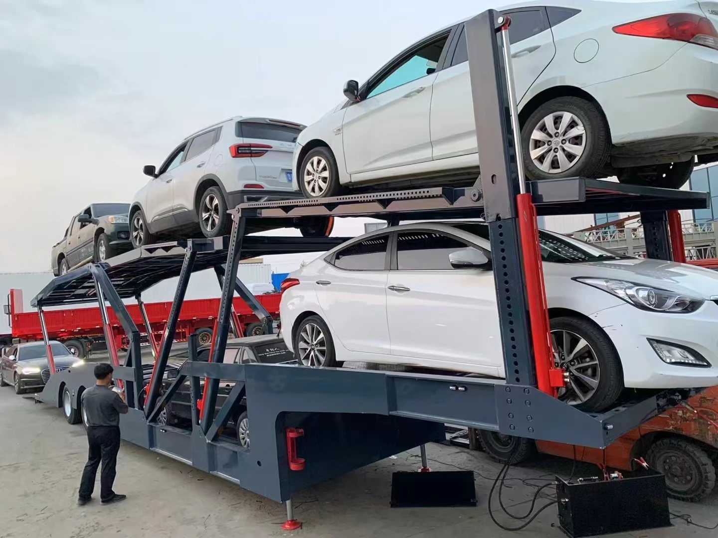 High quality car hauler transport trailer skeleton car transporter trailer