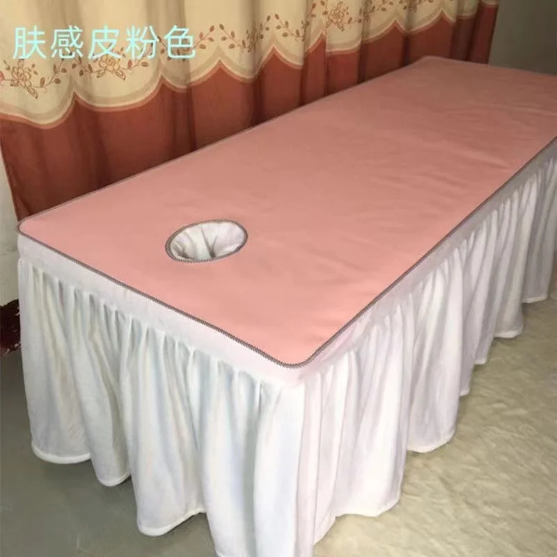 Soft  massage table bed sheet cover with hole massage fitted sheet waterproof and oil-proof, soft leather massage  sheets