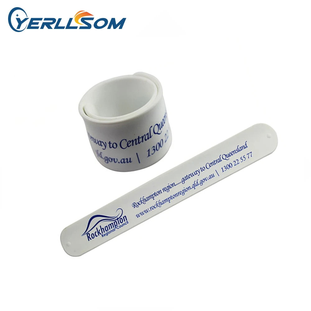 Wholesale Assorted Colors Personalized Screen Printing Custom Silicone Slap Bracelet