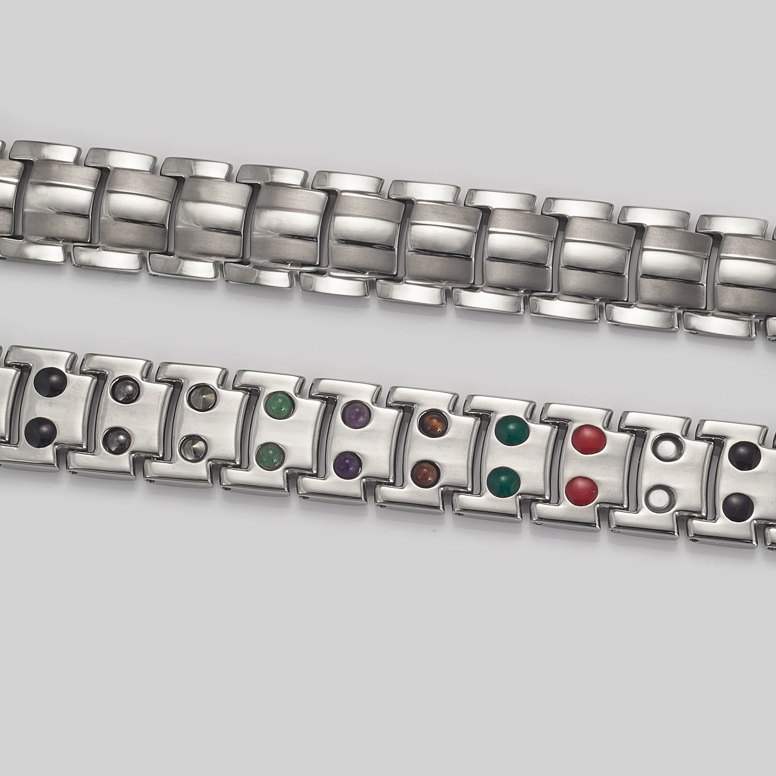 Wollet Wholesale Custom 9 in 1 Natural Stone Quantum Scalar Energy Jade Solid Germanium Amethyst Titanium Bracelet de Couple