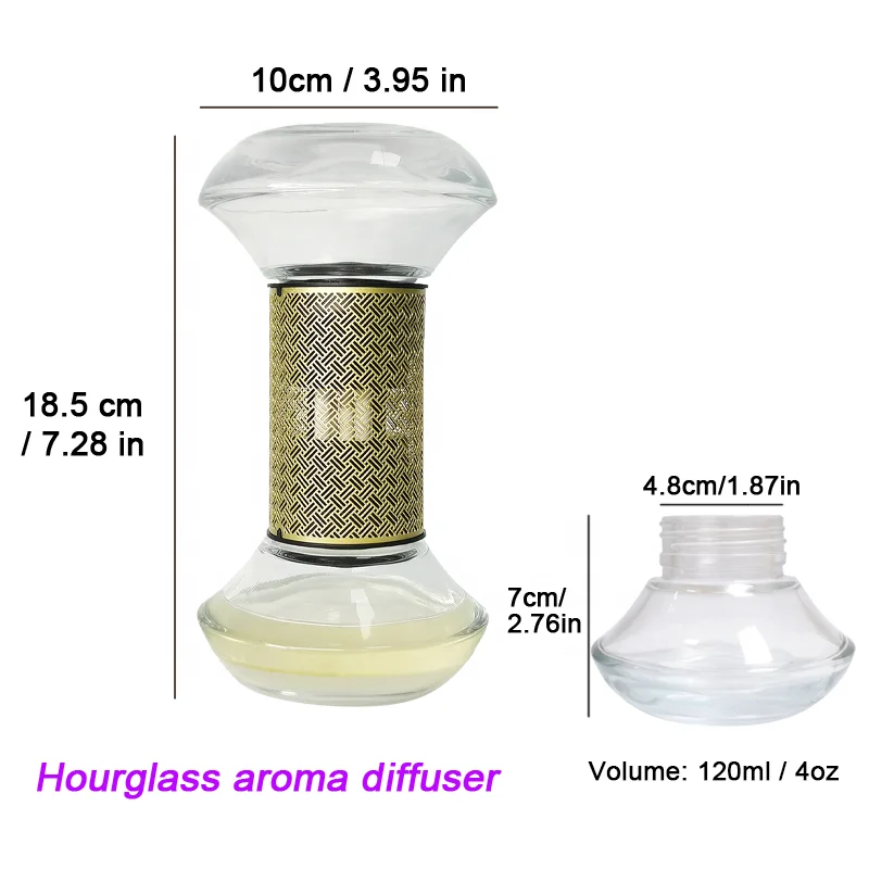 Wholesale custom luxury new design hourglass reed diffuser bottle home aroma scent diffusers