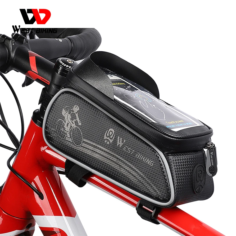 Водонепроницаемый велосипедный мобильный телефон WEST BIKING Спортивная дорожная велосипедная сумка водонепроницаемый на раму для