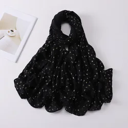 Malaysia Muslim Women Gold Foil Wrap Hijab Ladies Cotton and Linen Shining Bronzing Printing Scarf