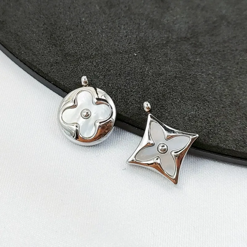 Hot Selling Nature Pearl Shell Clover Charm Pendant Stainless Steel Square Flower Four-Leaf Stud Earring PVD DIY Accessories