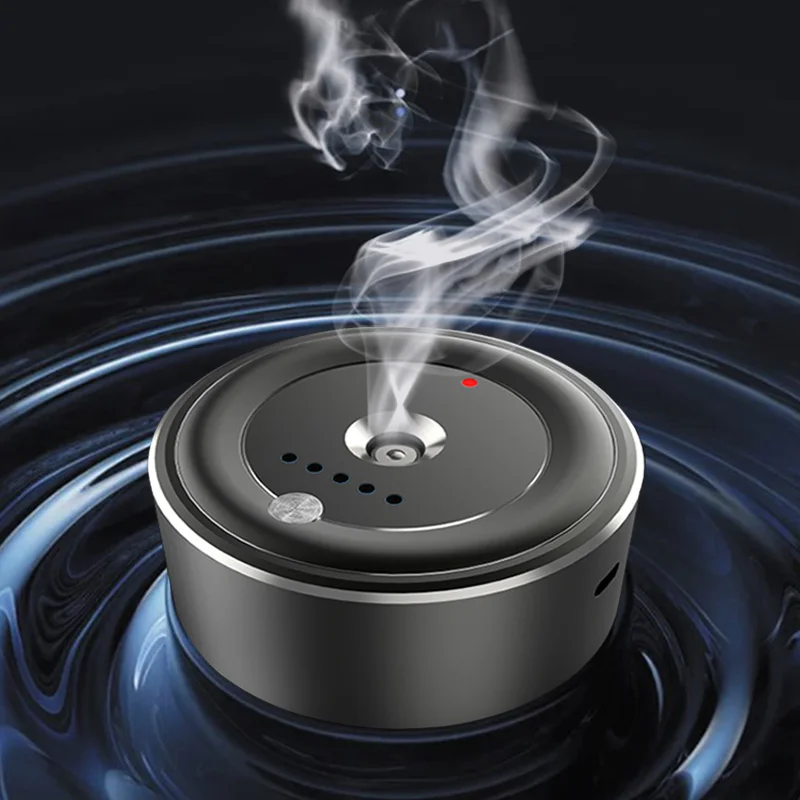 Aluminum commercial portable black round fragrance air car perfume scent diffusers