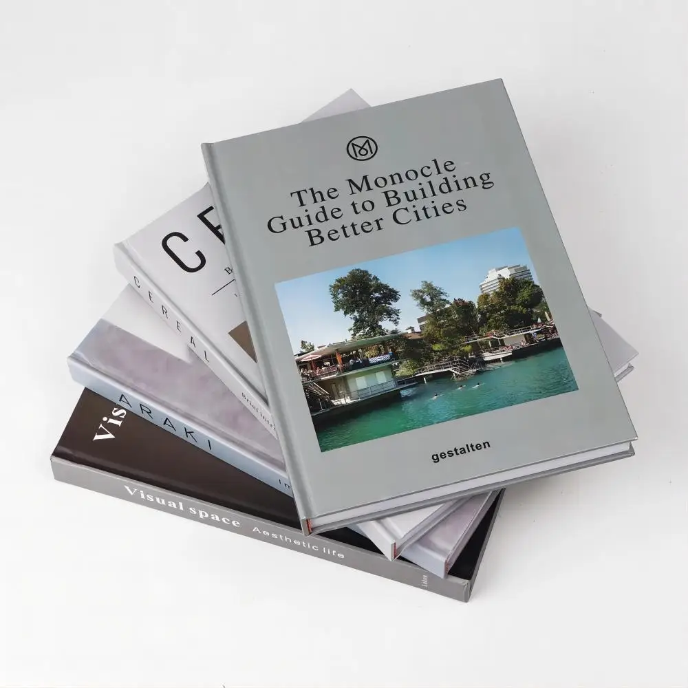 Hard shell foreign language simulation magazine books gray cover can be read model room display decoration books