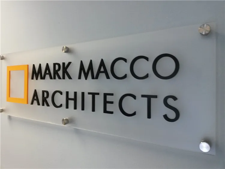 Factory Interior Directory Signs Rectangle clean frosted hanging logo Acrylic signage Office Reception Sign board with Standoffs