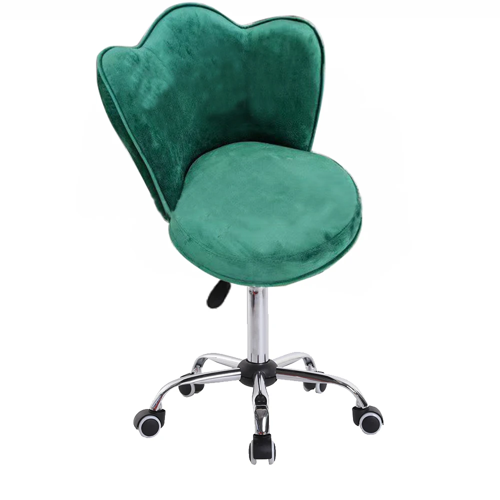 Anji WEIHAO Velvet Adjustable Height Swivel bar Chair Stool on wheels