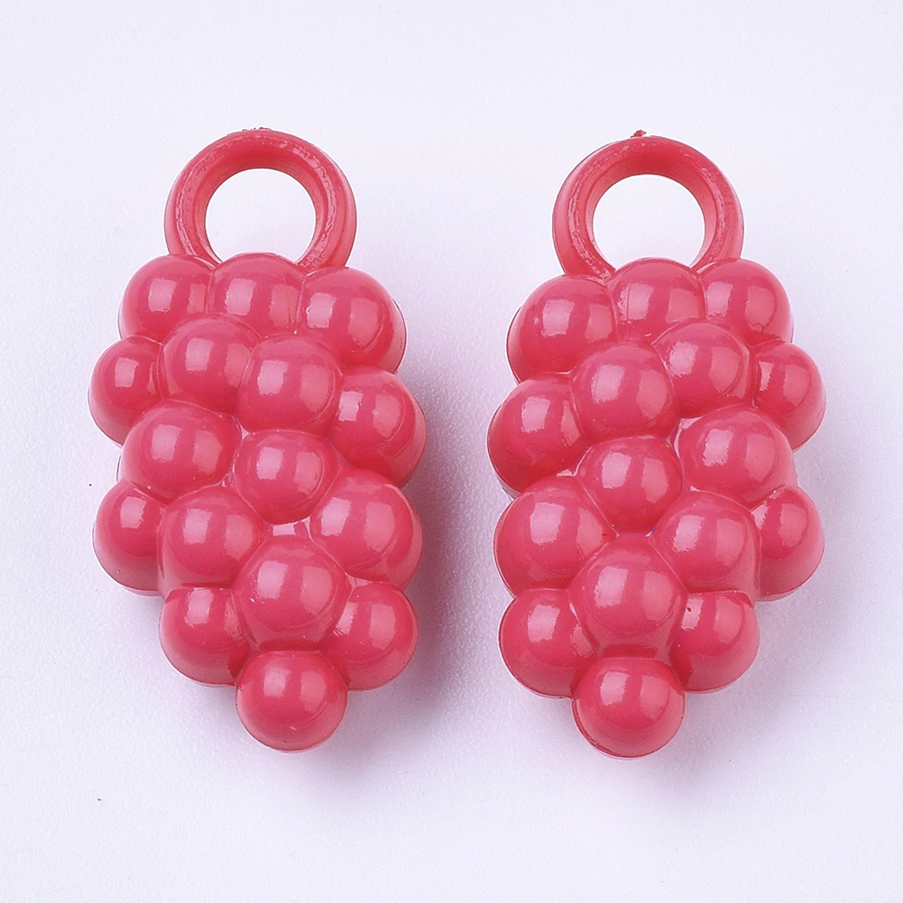 Pandahall Acrylic Fruit Opaque Plastic Mixed Color Charm Pendants