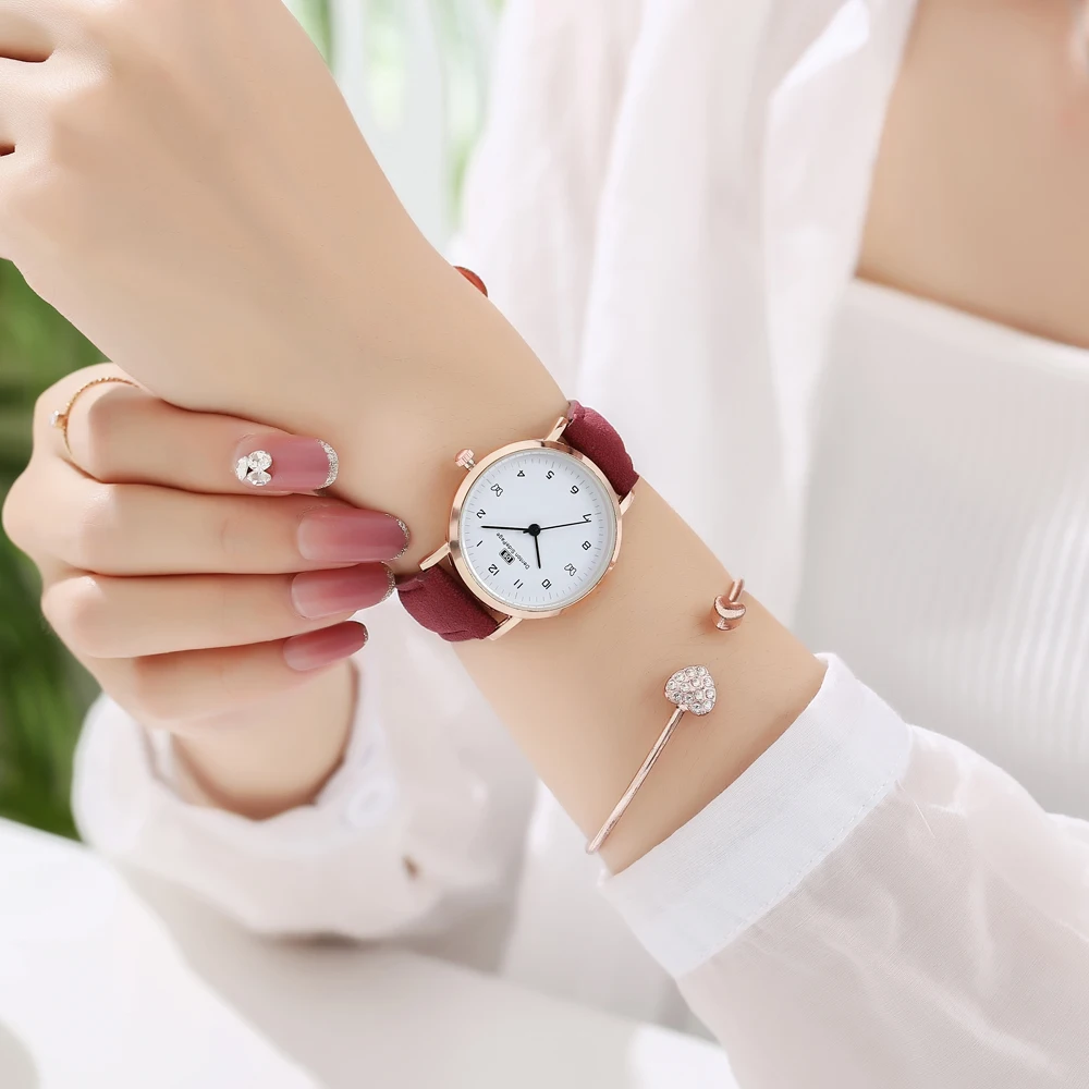 
2021 Amazon EBay Hot Sale Factory Simple Dial DS ogo lady girl Watch Leather Watch bow pattern Custom Logo reloj quartz hombre 