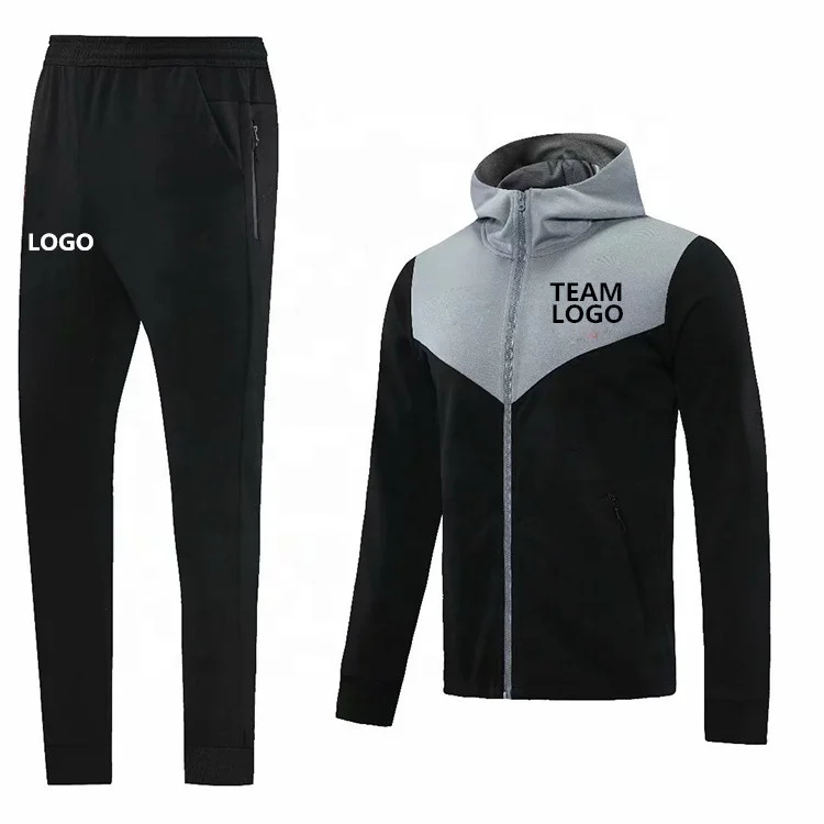 2021 epl soccer tracksuit and pant grey black football tracksuits set best quality world club coat