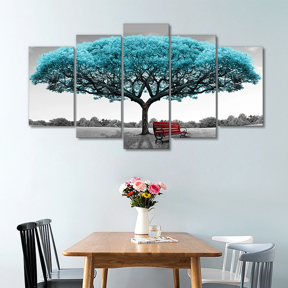 Modern 5 PCS Canvas Landscape trees Painting canvas Wall Art For Home Decoration