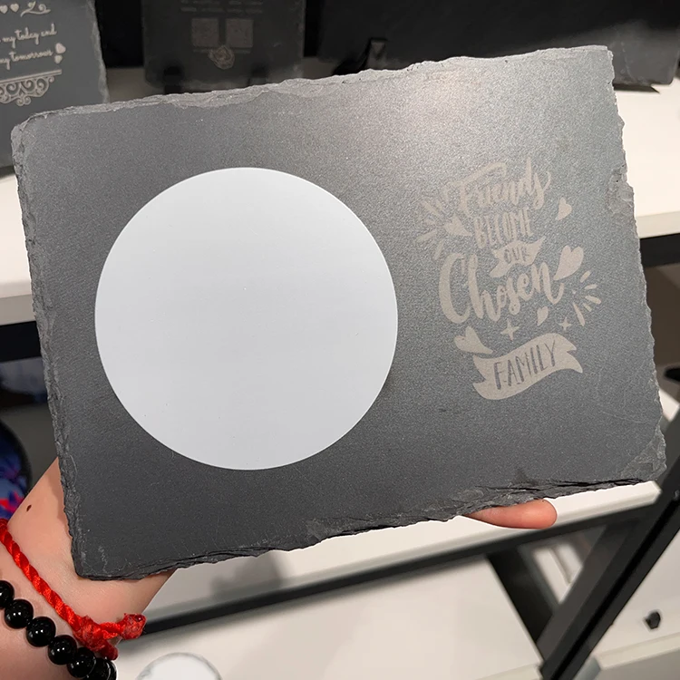 Wholesale special sublimate laser engrave black blank photo slate customize cat dog photo frame sublimation rock slate