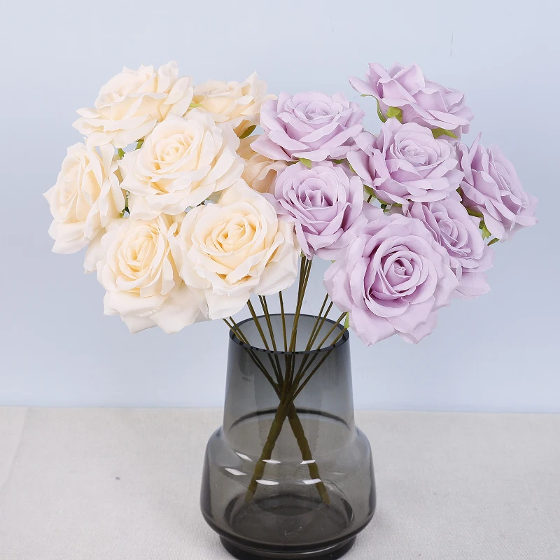 Factory Artificial rose flower bouquet for Wedding Home Decoration wholesale silk artificial flowers white rose bouquet
