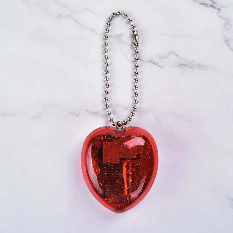 Custom acrylic music box keychain music box heart shaped music box  with wind up movement