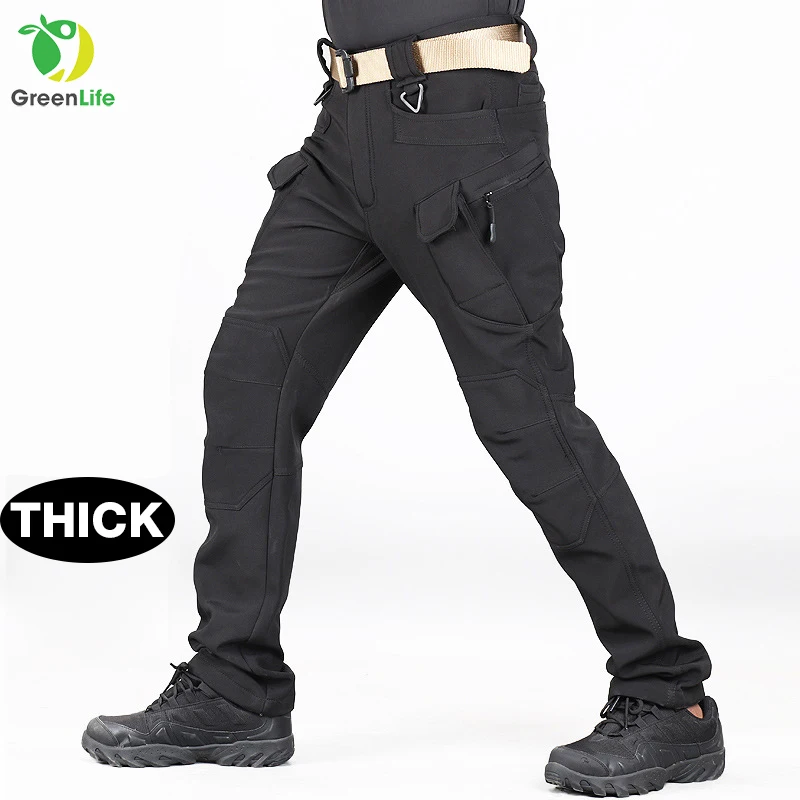 Winter thick mens outdoor waterproof black combat trousers military army tactical work pants for men