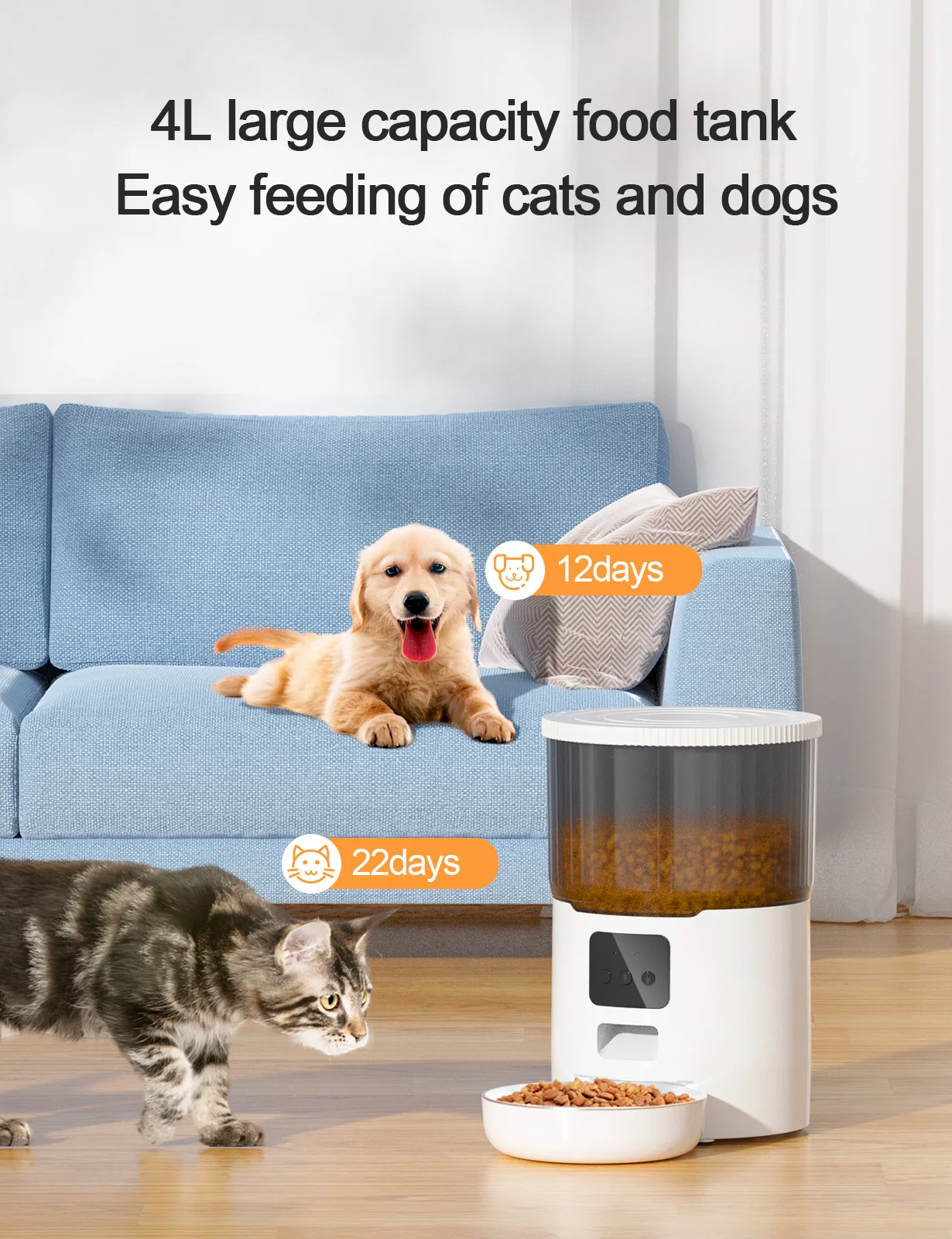 2022 New Product Custom Wifi Control Cat Feeder Xiaomi Automatic Pet Feeder With Automatic Smart Pet Food Feeder For Cats